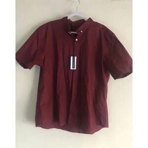 Men’s Oxford Shirt, Short Sleeve Muscle Fit Size 4XL Organic Cotton